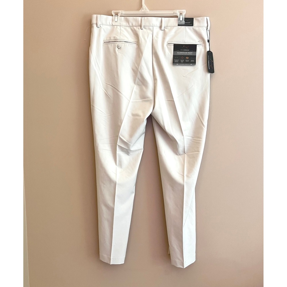 Greg Norman Mens Clubhouse Golf Pants 38x30 Stone White Stretch G7XSP750 NEW - Picture 2 of 9